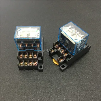 

2 sets LY4NJ HH64P DC 12V 24V 110V 220V AC Coil Power Relay General Purpose Miniature Relays 14 Pins 10A with PTF14A Socket Base