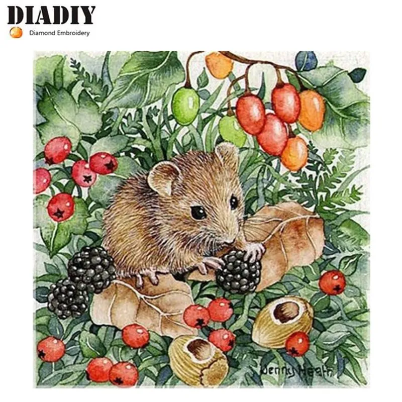 

DIY Diamond painting Cross Stitch mouse diamond Embroidery animals diamond Mosaic pattern painting rhinestone pastel picture