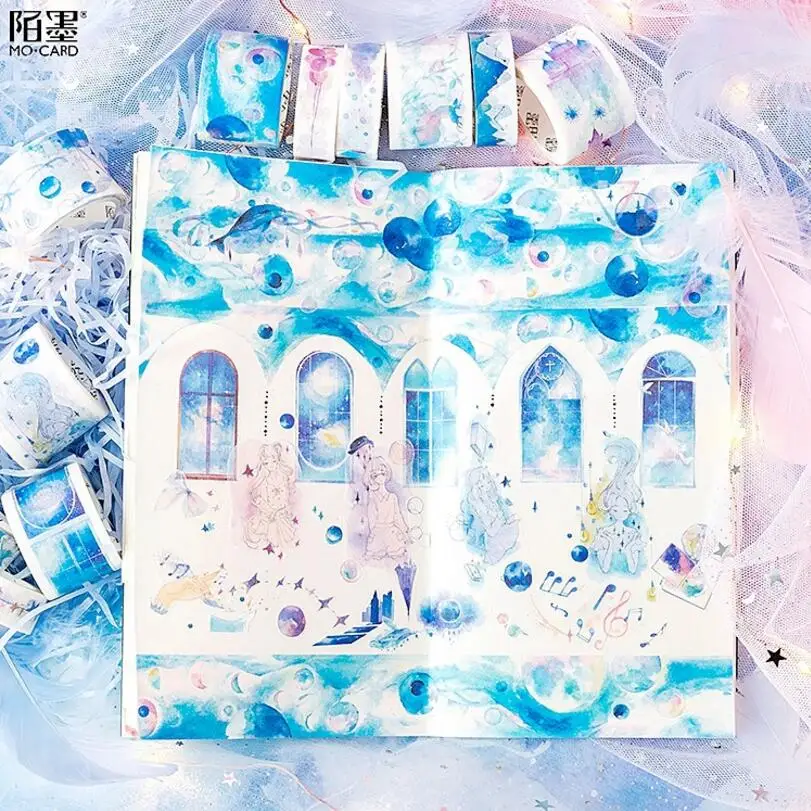 

Dream Watercolor Girl,Starry sky,Nebula,Castle,fairy tales Decoration Washi Tape Set DIY Diary Planner Scrapbooking Masking Tape