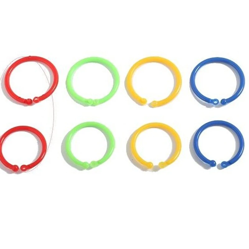 

50pcs/box 33mm Colorful Plastic Book Circle Ring Opening Card Ring Loose Leaf Binding Coil Paper Cards Photo Album Menu Book DIY