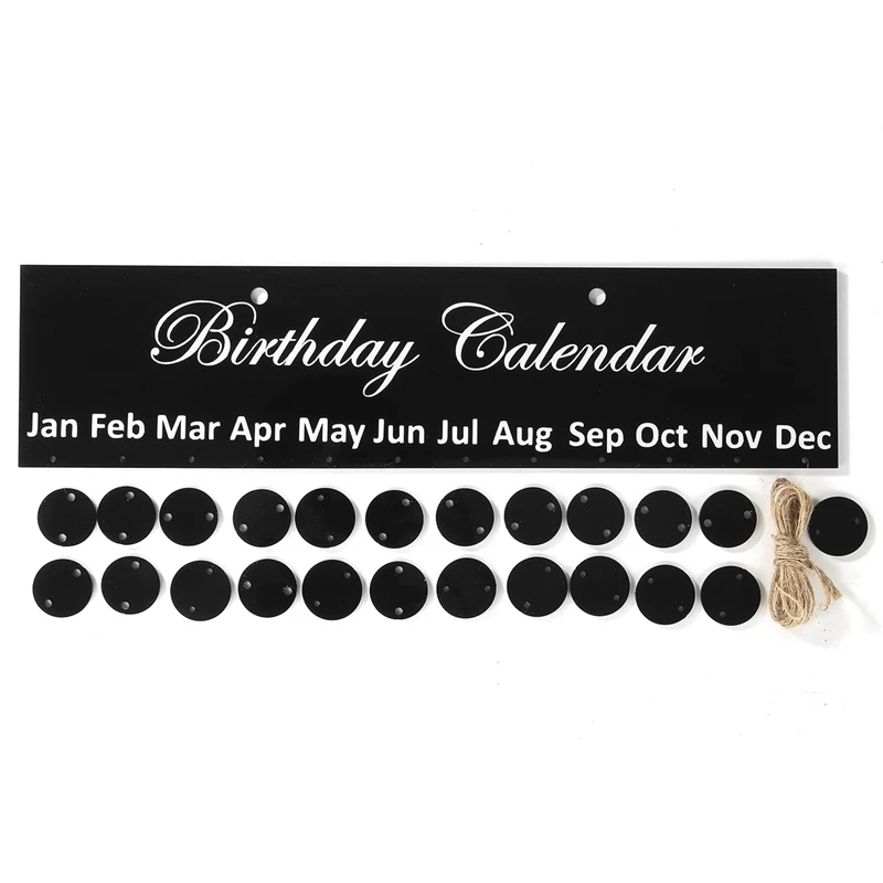 Planejador de Datas Decoração de Aniversário da Família Kicute Prata Preto Aniversário Calendário Faça Você Mesmo Placa Sinal Especiais Pendurado Presente 1 pc 6 Datas Especiais Pendurado Decoração de Aniversário Da Família Presente