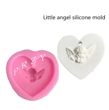 

Heart shape angle pattern decorating pendant silicone mold solid aroma pendant candle lanyard fragrance molds handmade mould