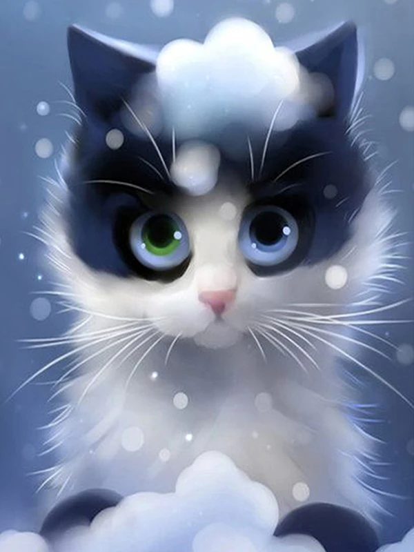 

5D Diy Diamond Painting Cross Cat Animals Snow Full Round Diamond Embroidery Sale Rinestones Painting Diamond Mosaic Decor