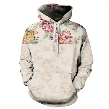 

Subshrubby Peony Flower Printed Hooded Plus Size New Arrivals Spring Sweatshirt Santin Pullovers Autumn Hoody Sweatshirts Lovers
