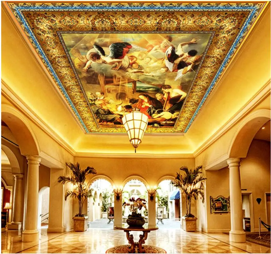 Goedkoop 3d slaapkamer behang custom photo geboorte van Europese Jezus plafond muurschilderingen home improvement 3d muurschilderingen behang print stof