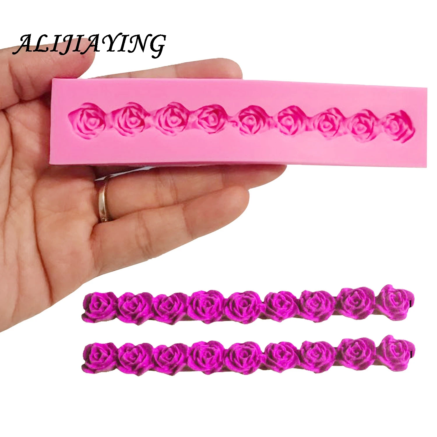 

1Pcs Long Roses Flowers Chocolate Wedding DIY Fondant Baking Cake Decorating Tools Silicone Mold Cake Border Mould D0032