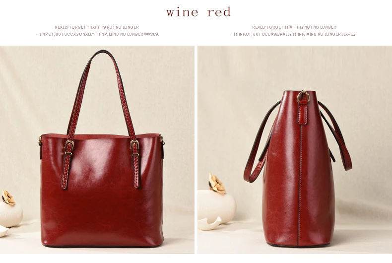 GESUNRY Brand 2018 Fashion Women Handbag Genuine Leather Women Bag Soft Oil Wax Leather Shoulder Bag Large Capacity Casual Tote (23)