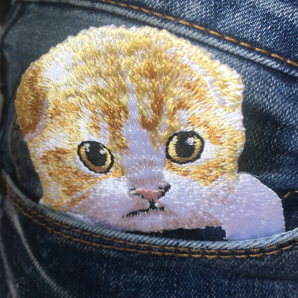 1PC Cute Yellow Cat Iron On Patch Embroidered Patch for Clothes