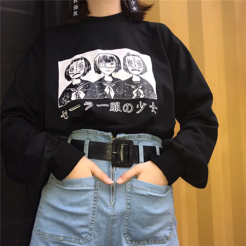  Poleron Mujer 2020 Fashion Womens Sweatshirt Hoodie Korean Ulzzang Harajuku Cartoon Printed Sweatsh