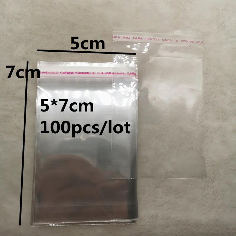 100pcs 5x7cm Resealable Poly Bag Transparent Opp Bag Plastic Bags Self Adhesive Seal Jewellery Making Bag