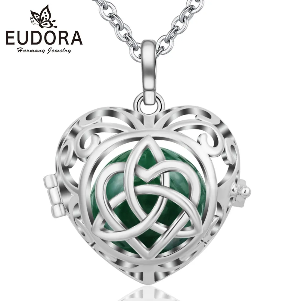 

Eudora 18 mm Harmony Ball Celtics Knot Locket Cage Pendant Necklace with Pregnant Bola Ball Fashion Jewelry for Women K336N18