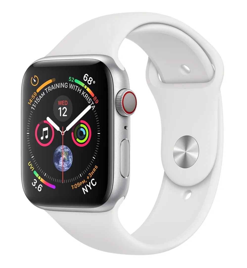 

APPLEWATCH S4 GPS+CELL 44MM SILVER ALUM CASE WHITE IN