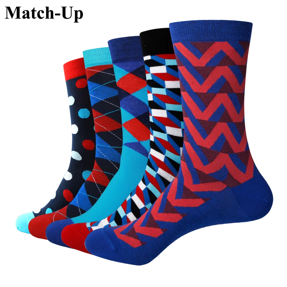 

Match-Up Men's Funny Colorful Cotton Socks pinkycolor Casual Stripe round point series man's socks (5pairs/lot)