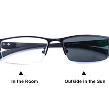 Классические мужские очки для близорукости, фотохромные очки, полуоправа, Близорукие Солнцезащитные очки, чувствительные линзы, переходные линзы-0,5-8,00