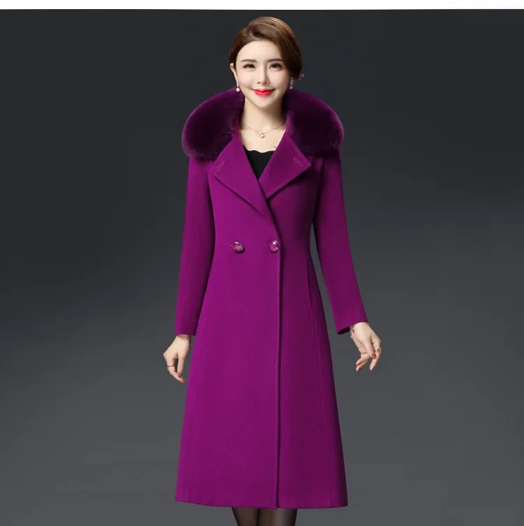 Middle Aged Women Winter Long Wool Coats And Jackets For Female 2018 Elegant Overcoats Wool Outwear Jacket Button Pocket AS071 (1)