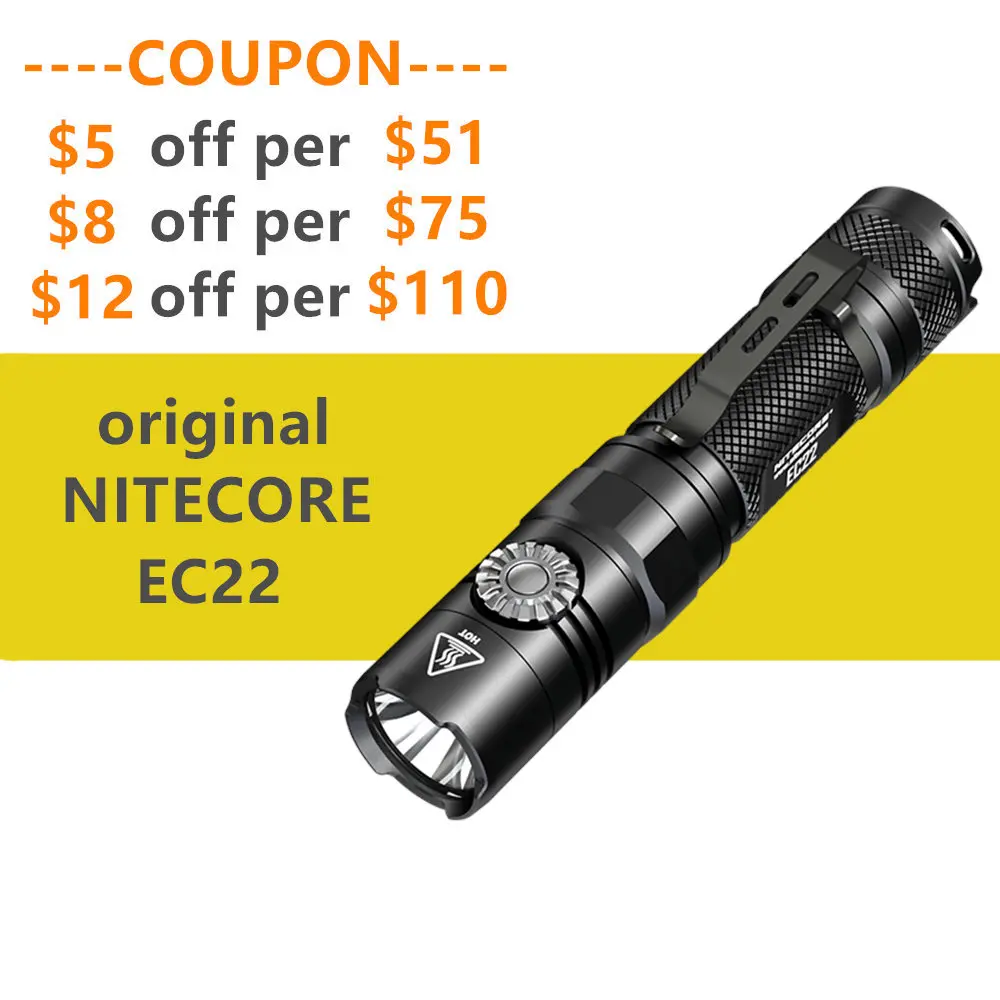 

NITECORE EC22 infinitely Variable Brightnesss Portable Flashlight 1000 Lumens Rotary Switch Using 18650 Rechargeable Battery