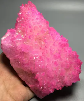 

480g PINK Aura Quartz Crystal Titanium Bismuth Silicon Cluster Rainbow wedding souvenirs