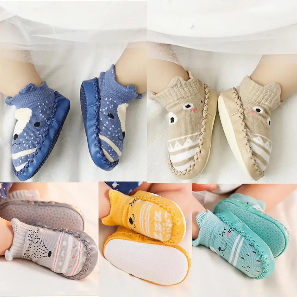 1 x модные детские носочки с резиновой подошвой, осенне-зимняя одежда, носки, обувь, мягкие носки с нескользящей подошвой для малышей, для детей 1-2 лет