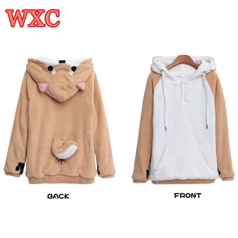 Дож Уха Толстовка Сумка Clothing Пуловер Vetement Kawaii Аниме Хвост WXC