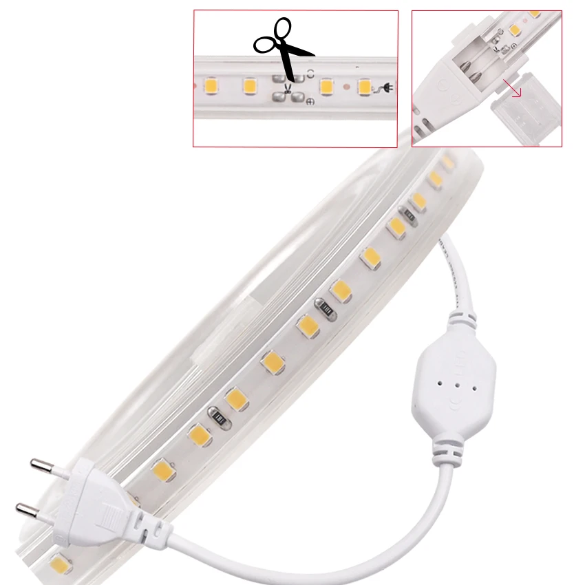 Новая режущая Светодиодная лента 20 см 220 В 2835 SMD нейтральный белый 120