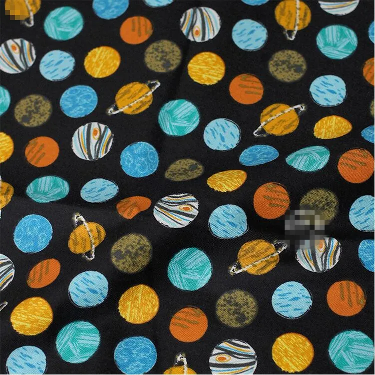 

Original Design Galaxy Stars Space Universe Cotton Fabric on Black by Yard/(Width:43"/110cm)