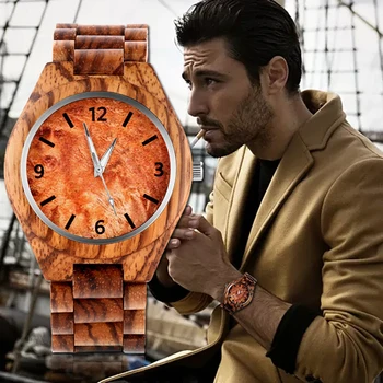 

REBIRTH Men's Wood Watch Clock Relogio Masculino Montre Homme Men Wooden Watches Men's Souvenir Men Luxury Wrist Watch Saati
