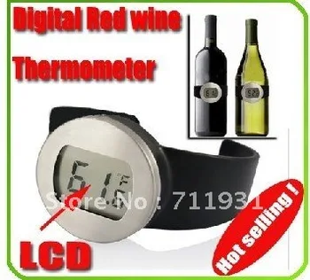 

EMS FREE SHIPPING 12 PCS LCD Digital Red Wine Bottle Thermometer Wine Watch Freeshipping Wholesale