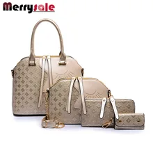 2017 Mujeres de La Manera Bolsos Del Mensajero Del Bolso 4 unidades Set PU Cuero Compuesto Bolsa