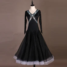 Бальное платье для танцев, Дамское элегантное платье с длинным рукавом, вальс, танго, танцевальный костюм, женский конкурс бальных танцев, платья