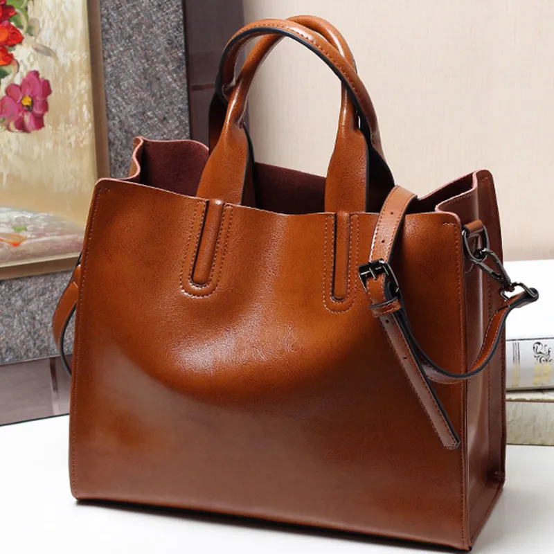 

Women Handbags 2019 Genuine Leather Woman Shoulder Messenger Bags Large Shopper Bag Ladies Women Bag Bucket Fashion tote Handbag