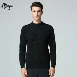 2019 Новая мода 100% из чистого кашемира Mock Neck Sweater Для мужчин осень-зима теплый трикотажный пуловер Мужской горошек кашемировая пряжа джемперы