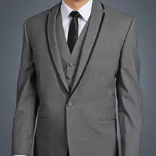 Классический Стиль одна кнопка Серый Жених Смокинги для женихов Для мужчин свадебные костюмы для выпускного индивидуальный заказ(куртка+ Брюки для девочек+ жилет+ галстук) k: 330