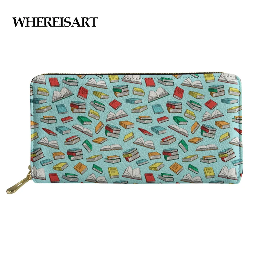 WHEREISART Books on Blue с принтом держатель для карт на молнии монет женский модный кошелек