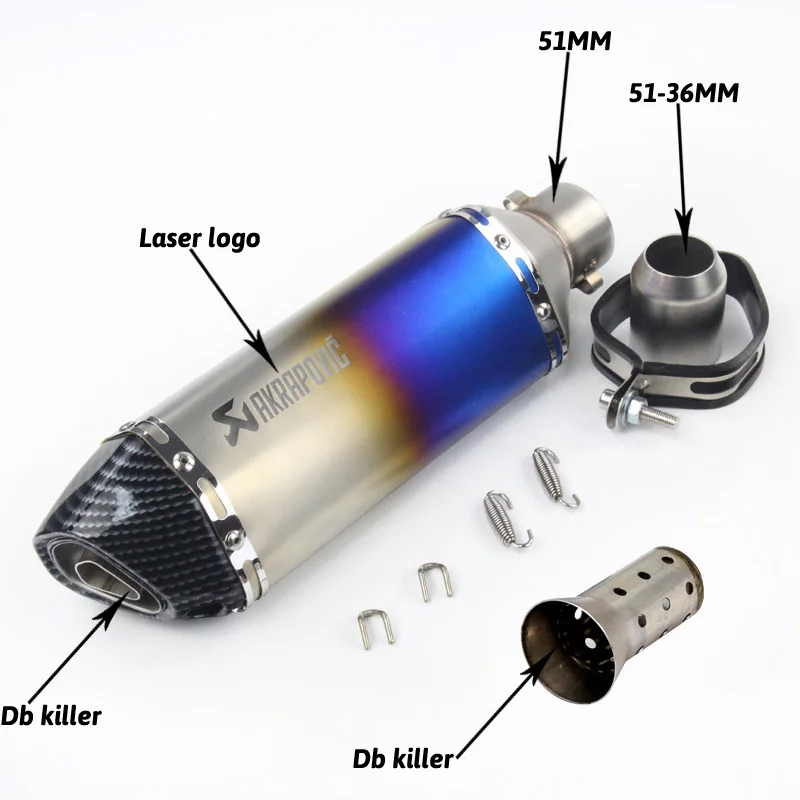Универсальный 51 мм мотоцикл Akrapovic выхлопная труба с глушителем мото велосипедный горшок Escape для Yamaha Honda KTM Kawasaki Ducati Slip-on