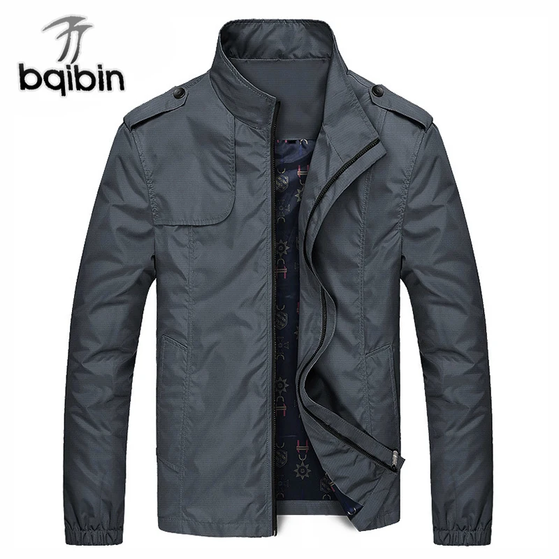 Autumn Men Jacket Windbreaker Male Overcoat Casual Solid Jacket Slim Fit Stand Collar Men Windproof Jacket Coat Plus Szie