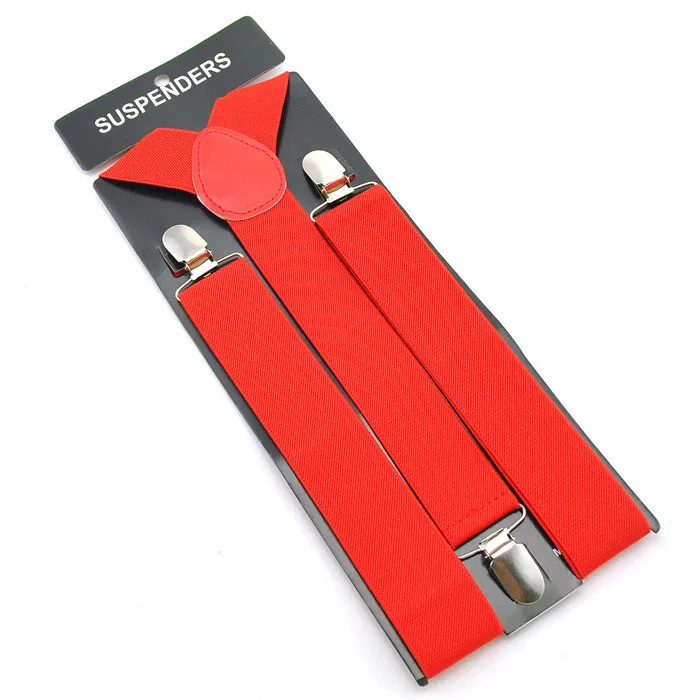 Бесплатная доставка-Для мужчин Мужская Clip-On брекеты упругой подвески 3.5 см широкие "Красный" Подтяжки для женщин Y- сзади Подвески Оптовая и
