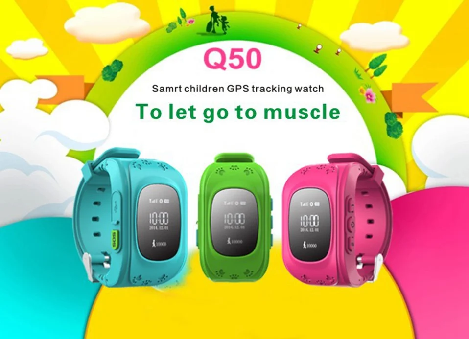 2019 Smart Watch GPS Kids Position Children Safe SOS for Android IOS Baby Tracker Watch Support SIM Card Kids Q50 Smartwatch     (1)