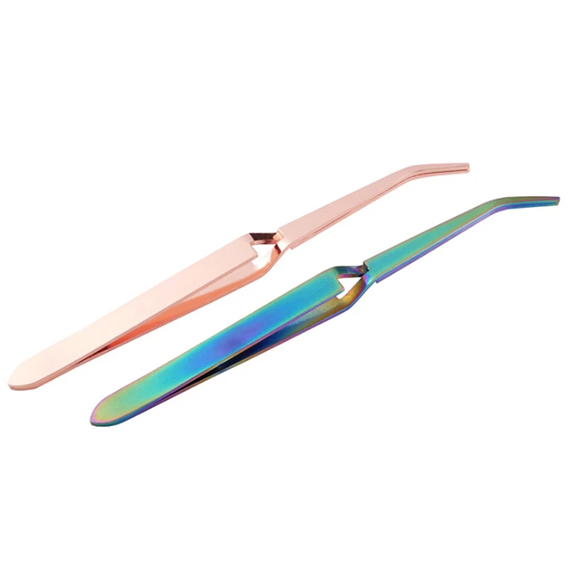 1PC Stainless Steel Nail Art Cross Lock Shaping Tweezers Manicure Finger Tool Picking Rhinestone UV Gel Multi-Function Clip Tips