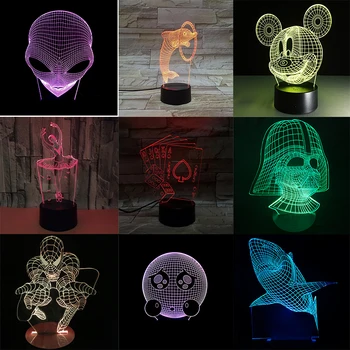 

Creative Shark LED 3D Night Light Three-dimensional Kids Sleeping Bedroom Table Lamp 3D Optical Illusion Nightlight Decorate
