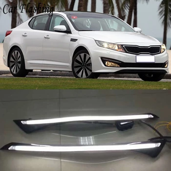 

2PCS Car Headlight LED Eyebrow Daytime Running Light DRL With Yellow Turn Signal Light For KIA Optima K5 2011 2012 2013 2014