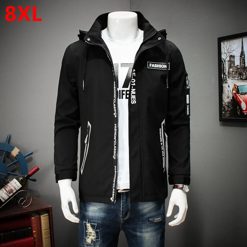 

Oversize spring new large size detachable cap men's long trench coat plus size tall men's jackets
