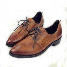 Женские туфли-оксфорды; Красивая Женская Весенняя обувь; Кожаные броги с острым носком на шнуровке в британском стиле; женская обувь на плоской подошве; Z133