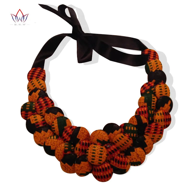 

2019 Wholesale African Handmade Multi Strand Color Button Necklaces & Pendants for Women Choker Statement Necklace WYA052