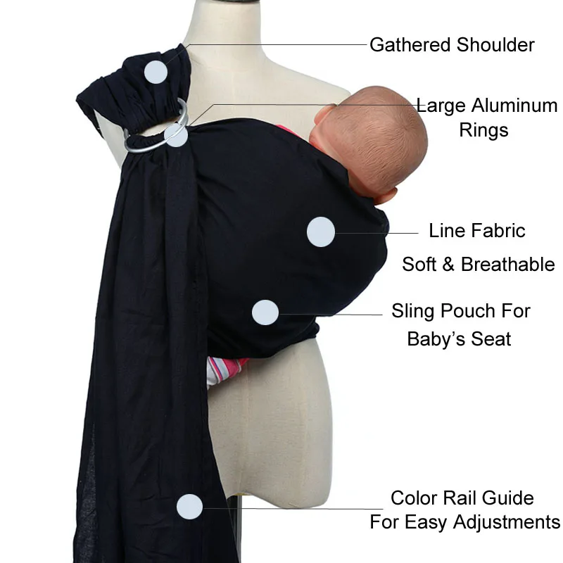 80% Line Fabric Breathable Baby Ring Sling Carrier Soft Baby Wrap For Newborns Best Shower Gift For Girls & Boys