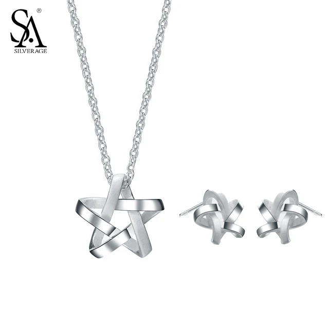 Sa Silverage Clic 100 925 Silver Star Jewelry Sets Sterling Sa Silverage Clic 100 925 Silver Star Jewelry Sets Sterling Weaved Stud Earrings