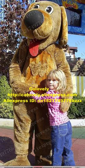 Коричневая счастливая собака плюшевый длинный меховой костюм талисман Mascotte с