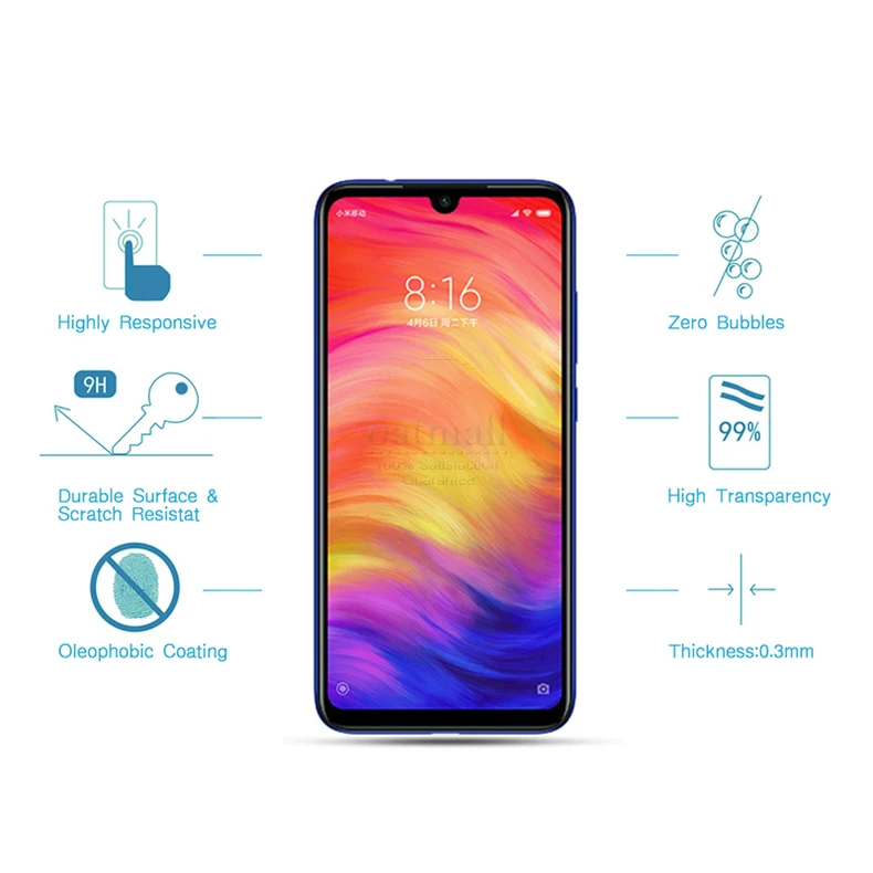 2 шт. полное покрытие из закаленного стекла для mi Xiao mi Red mi Note 7 Pro стеклянная Защитная пленка для экрана для Red mi 7 7A защитное стекло