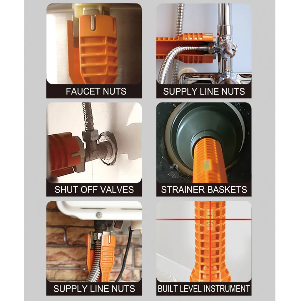 Многофункциональный монтажный ключ для крана и раковины, противоскользящая ручка, инструмент для сантехники, ручные инструменты, гаечный ключ, домашний инструмент# WS