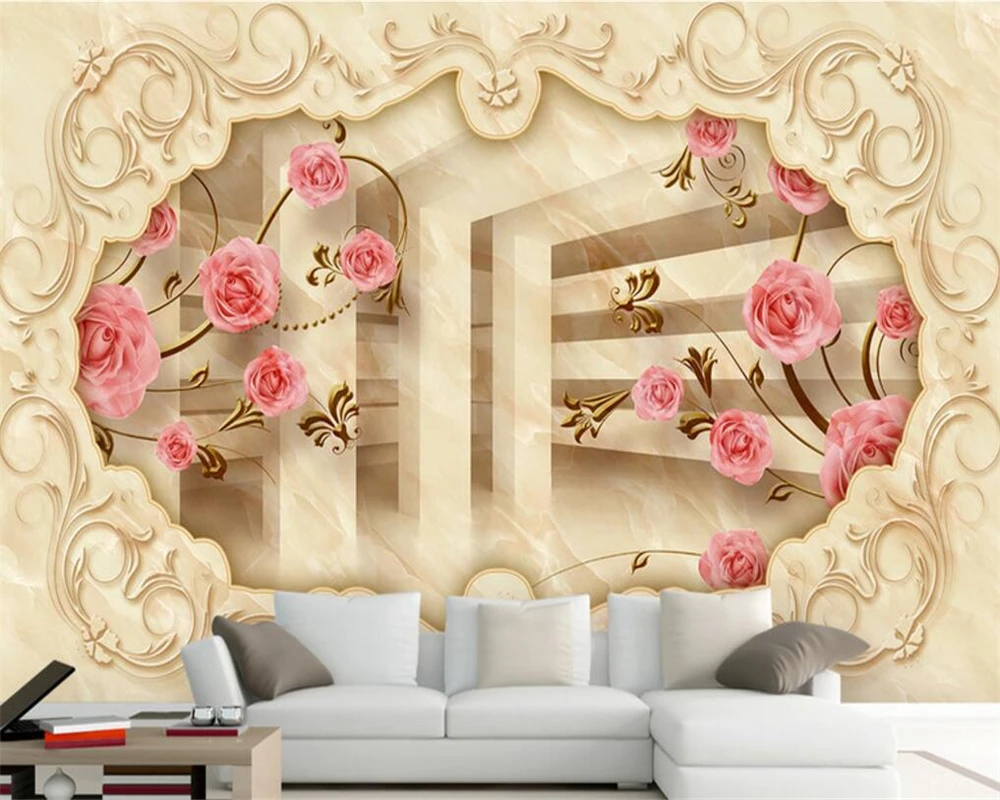 Avoir Images Beibehang Personnalise Photo Papier Peint Imitation Marbre Roses actualisé salutations