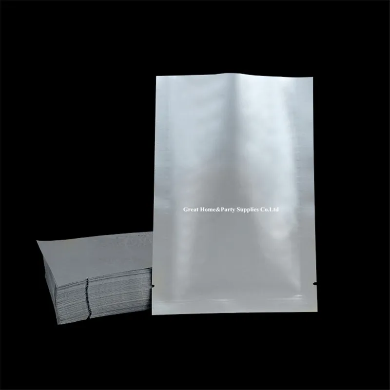 Outer Size 6x9cm Open Top Pouches 100x Silver Pure Aluminum Package Food Tea Bag Three Side Seal